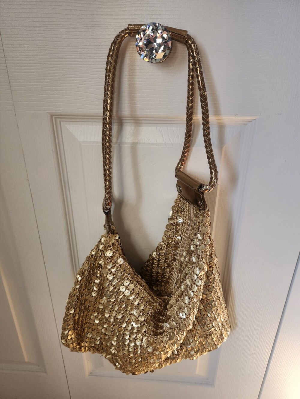 Vintage Gold Sequin Shoulder Bag – Elegant Evening Bag